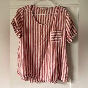 Christian Siriano 100% Linen Striped Top Women’s Size Large